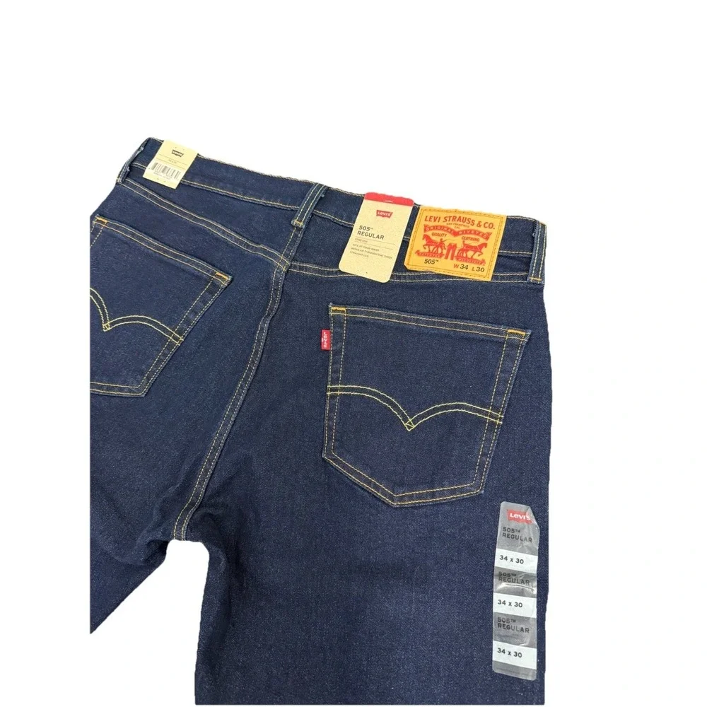 Levi's Men's 505 Regular Fit Zip Fly Straight Leg Denim Jeans‎ 34X30 Medium Blue